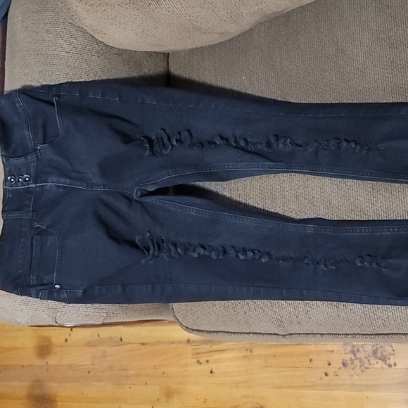 Black ripped jeans hi rise super skinny - Picture 1 of 5